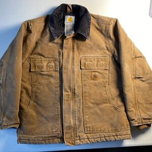 Carhartt Youth Boys 8  M Jacket Coat Zip Up  Quilted Chore Winter Brown

171